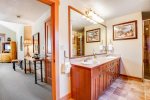 This bathroom provides added privacy for this guest suite